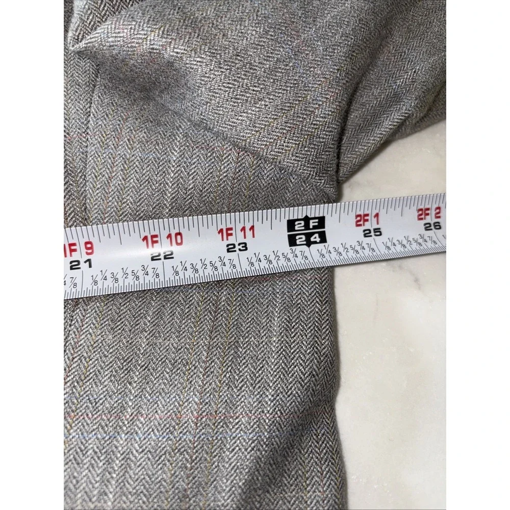 Stafford Mens 46 L Tan Windowpane Silk/Wool Blend Suit Jacket 46L Coat‎ 3 Button